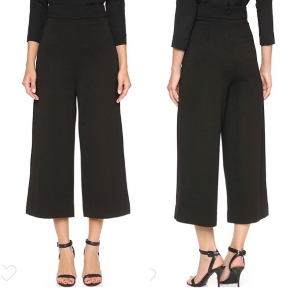 Tibi High Waisted Wide Leg Cropped Culotte Pants 4 - Picture 1 of 6